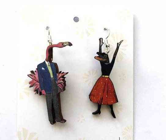 Mismatched Alligator And Flamingo Earrings