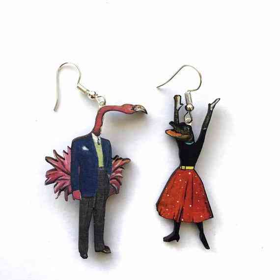 Mismatched Alligator And Flamingo Earrings