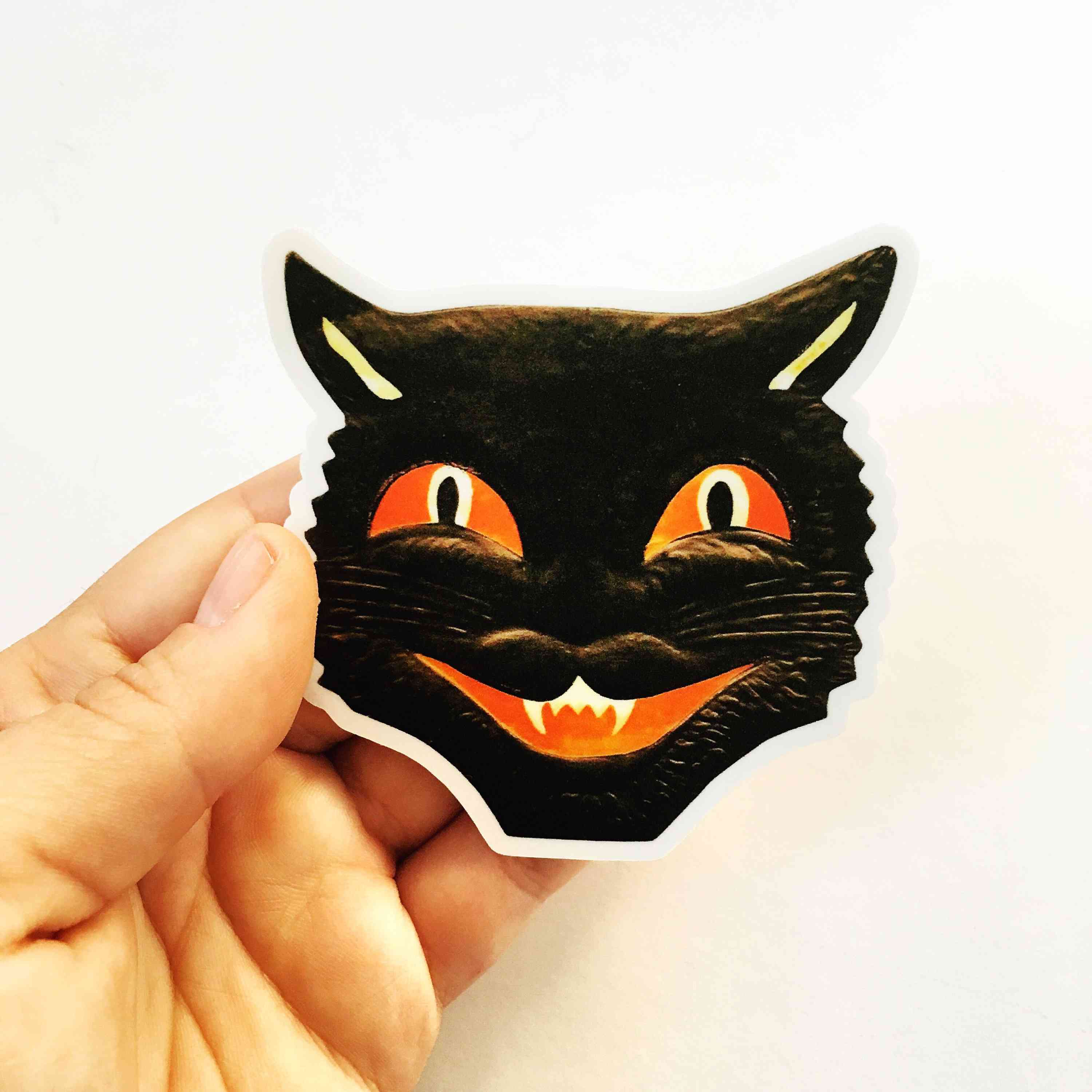 Zwarte kat - vintage halloween vinyl sticker