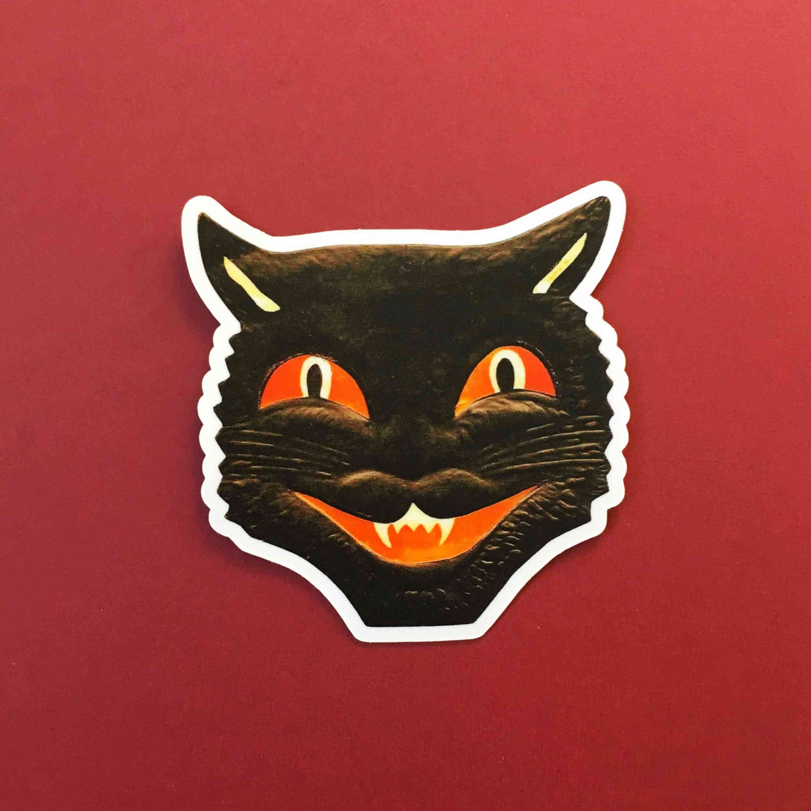 черна котка - ретро винил стикер за Хелоуин