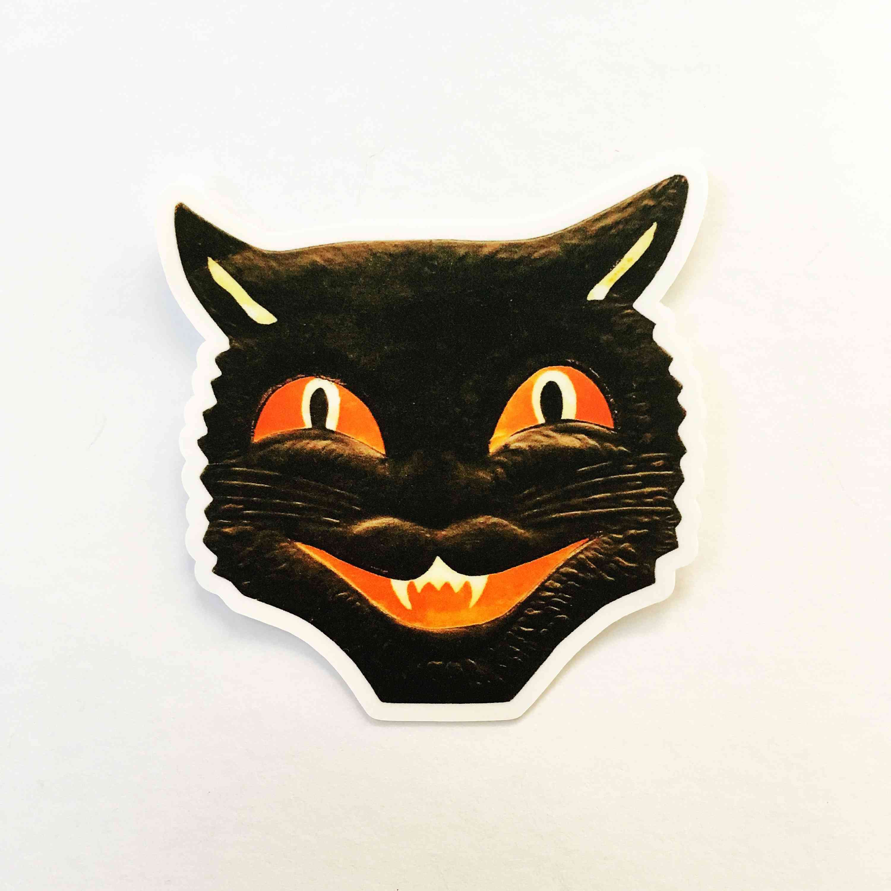 čierna mačka - vinylová samolepka vintage halloween