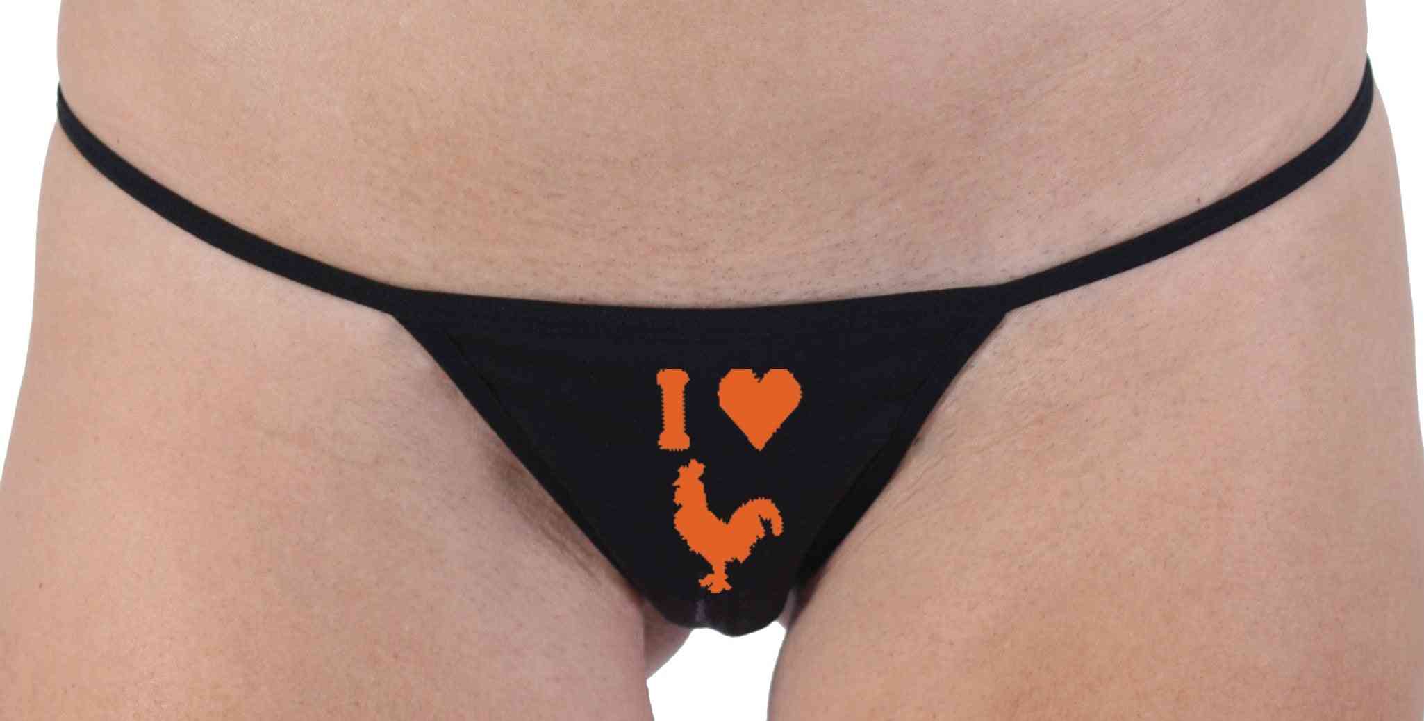 Thong- I Love Cock Orange Graphic