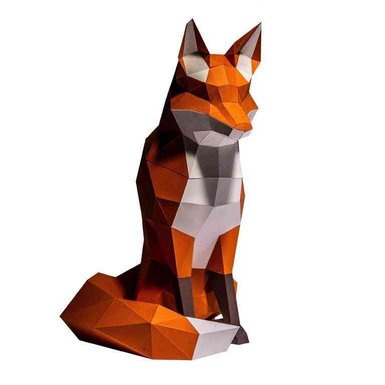 Fox Paper Model Craft For Decorations