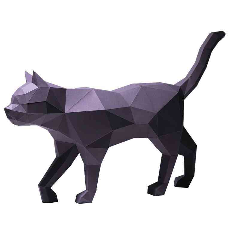 3d Paper Craft Black Cat Model