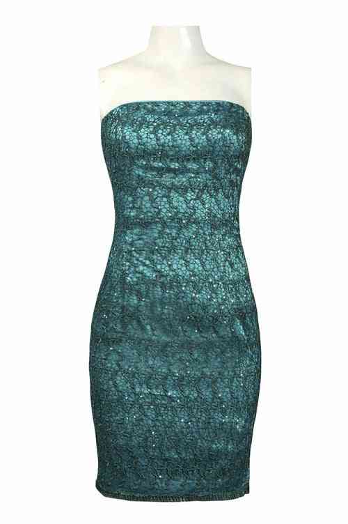 Adrianna Papell Strapless Sequined Lace Sheath Dress