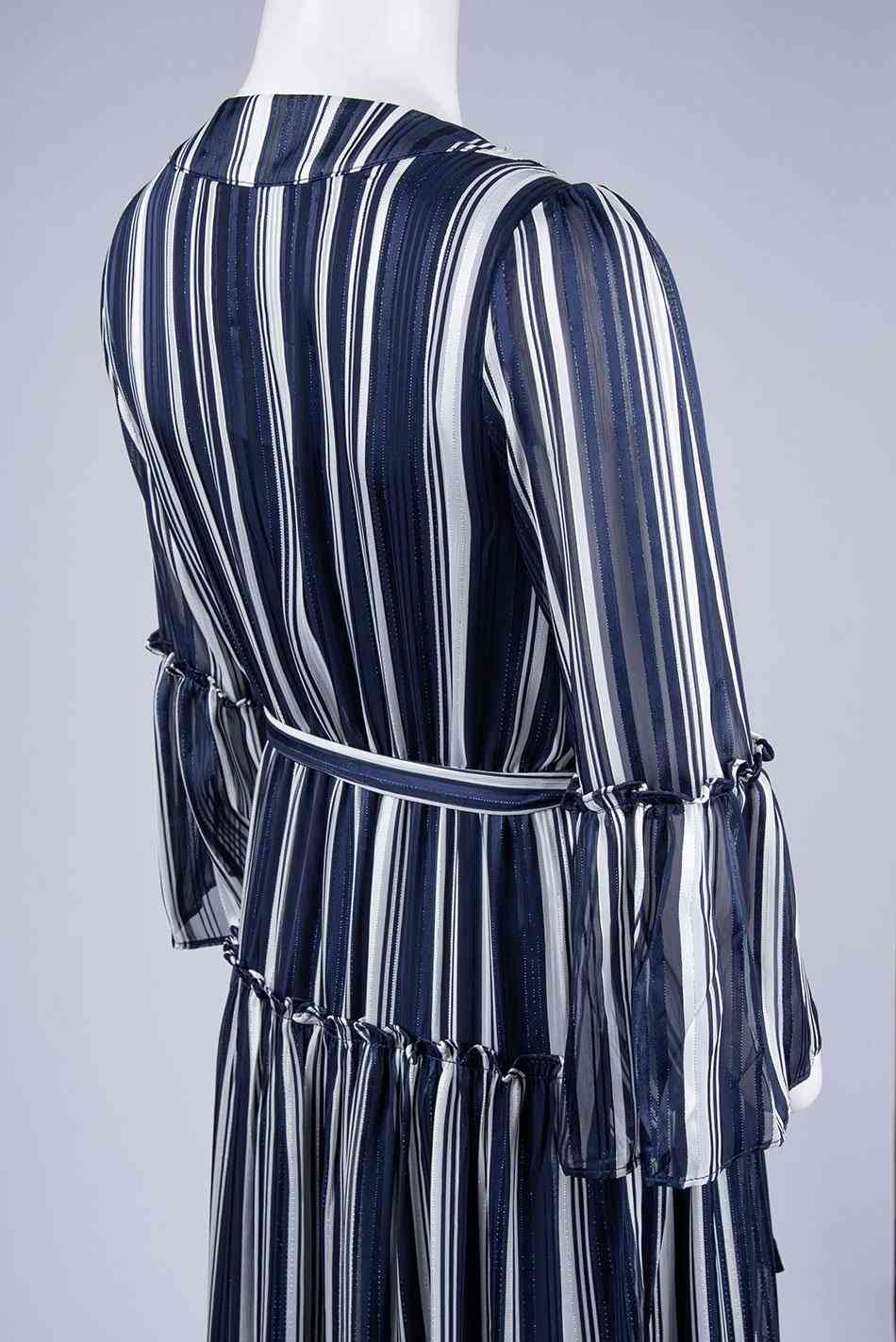 Metallic stripe bell ermet kjole