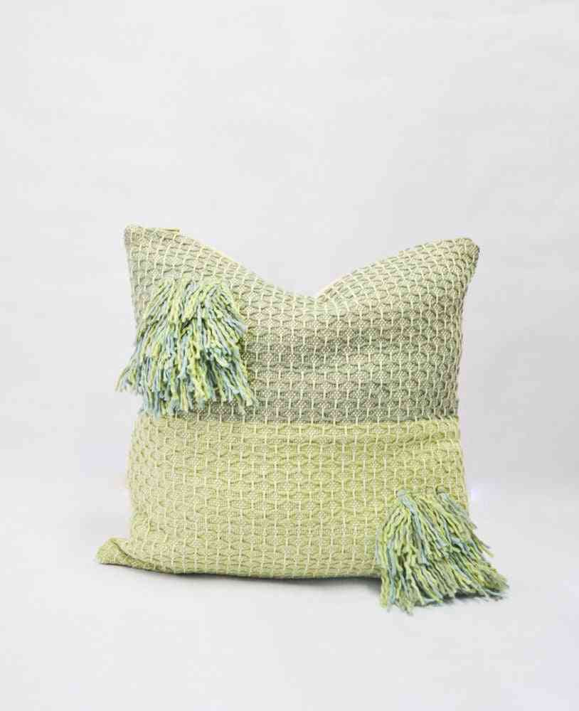 Diamond Feijoa Green Pillow With Tassels