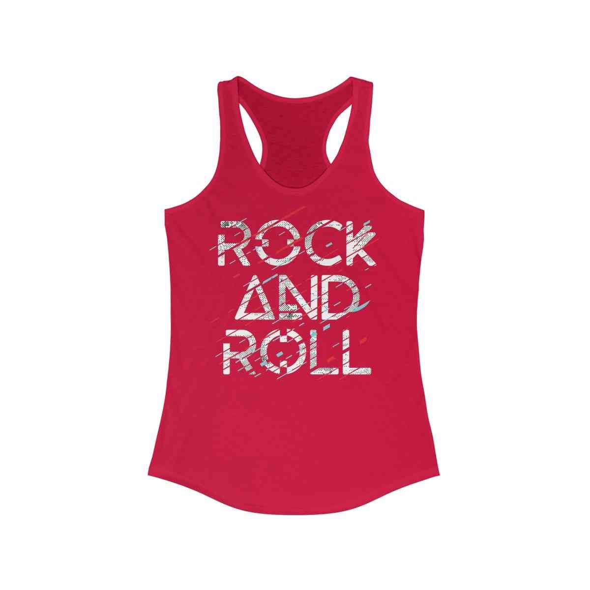 Estampado de rock and roll, camiseta sin mangas con espalda cruzada para mujer