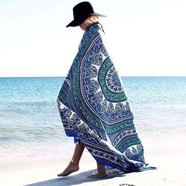 Pavo real mandala playa tela decorativa