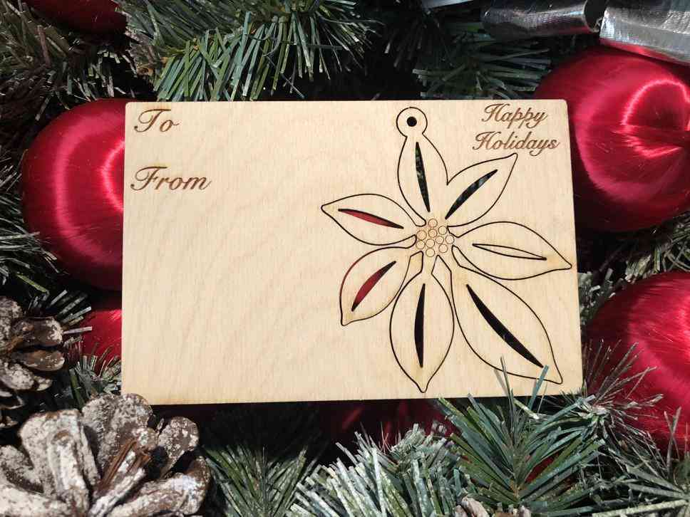 Poinsettia Holiday Ornament Card