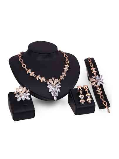 Damen Halskette, Ohrringe, Armband & Ring Set