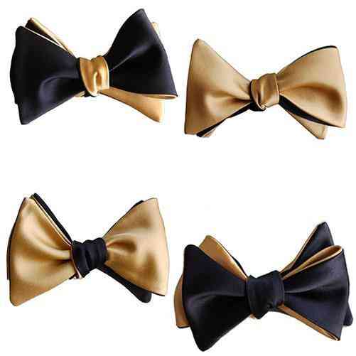 Black & Gold-reversible Butterfly Bow Tie