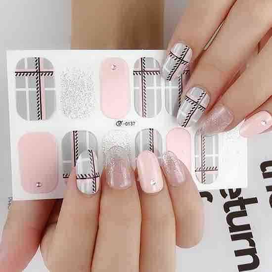 Pink Art Gel Nail Wraps Stickers