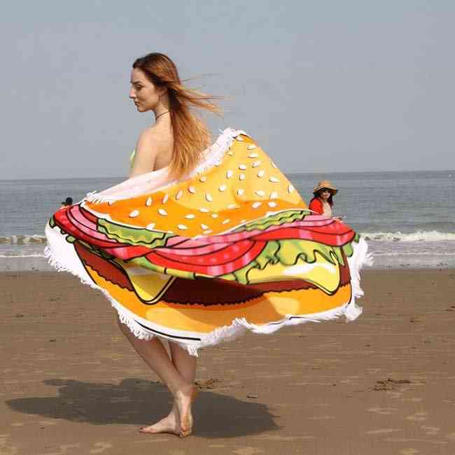 Hamburger Print Beach Towel