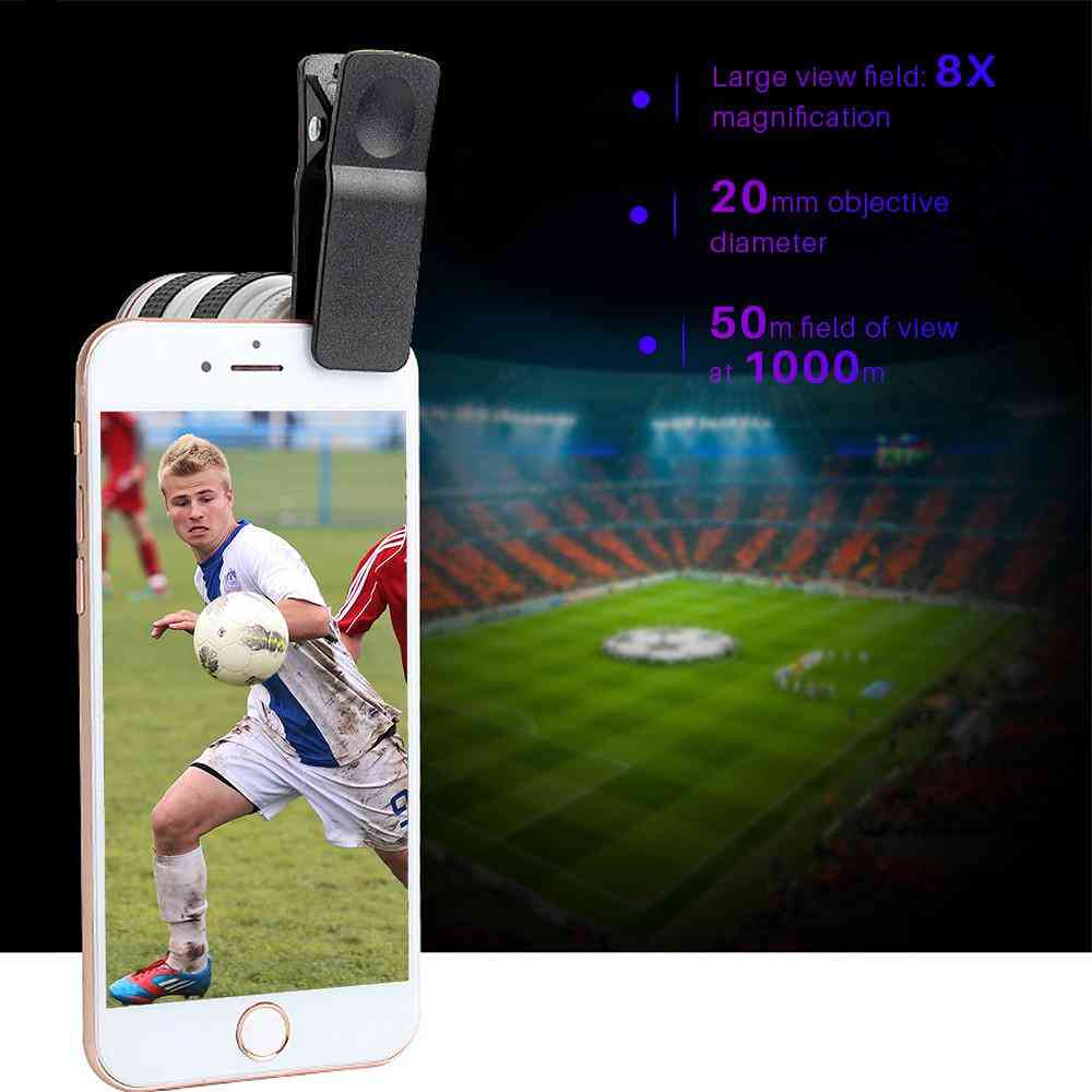 Obiektyw smartfona z 8-krotnym zoomem optycznym HD i uniwersalnym zaczepem do telefonu komórkowego