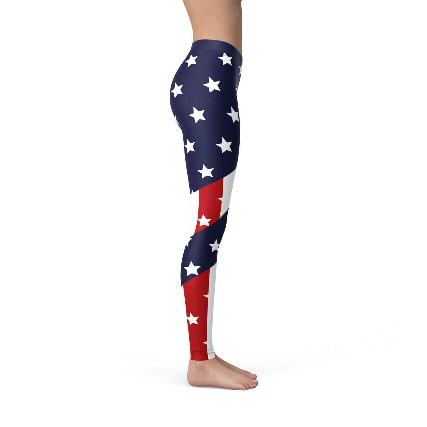 Leggings för amerikansk flagga med tryck
