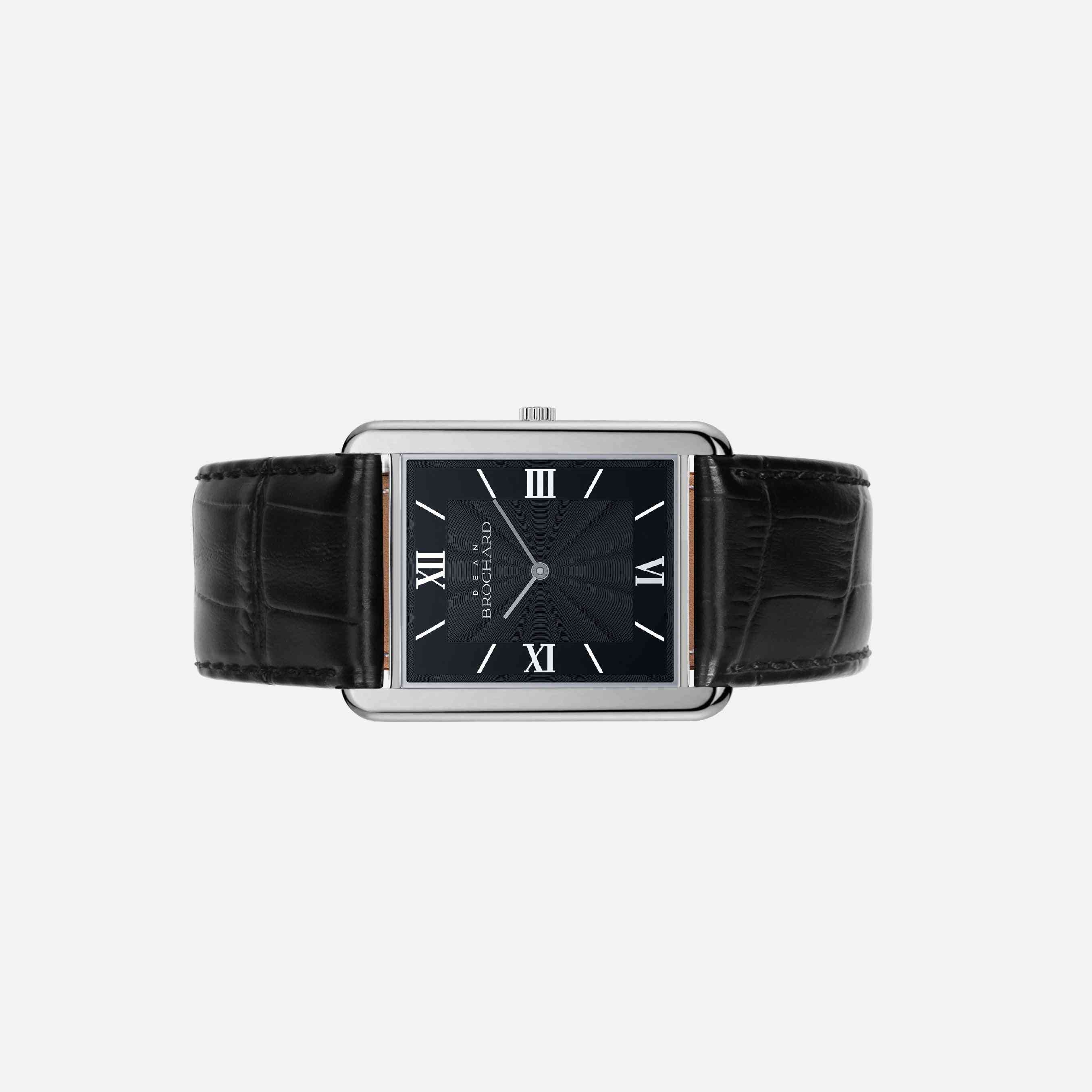 Leather Strap Minimalist Square Shape Dial Wrist Watch