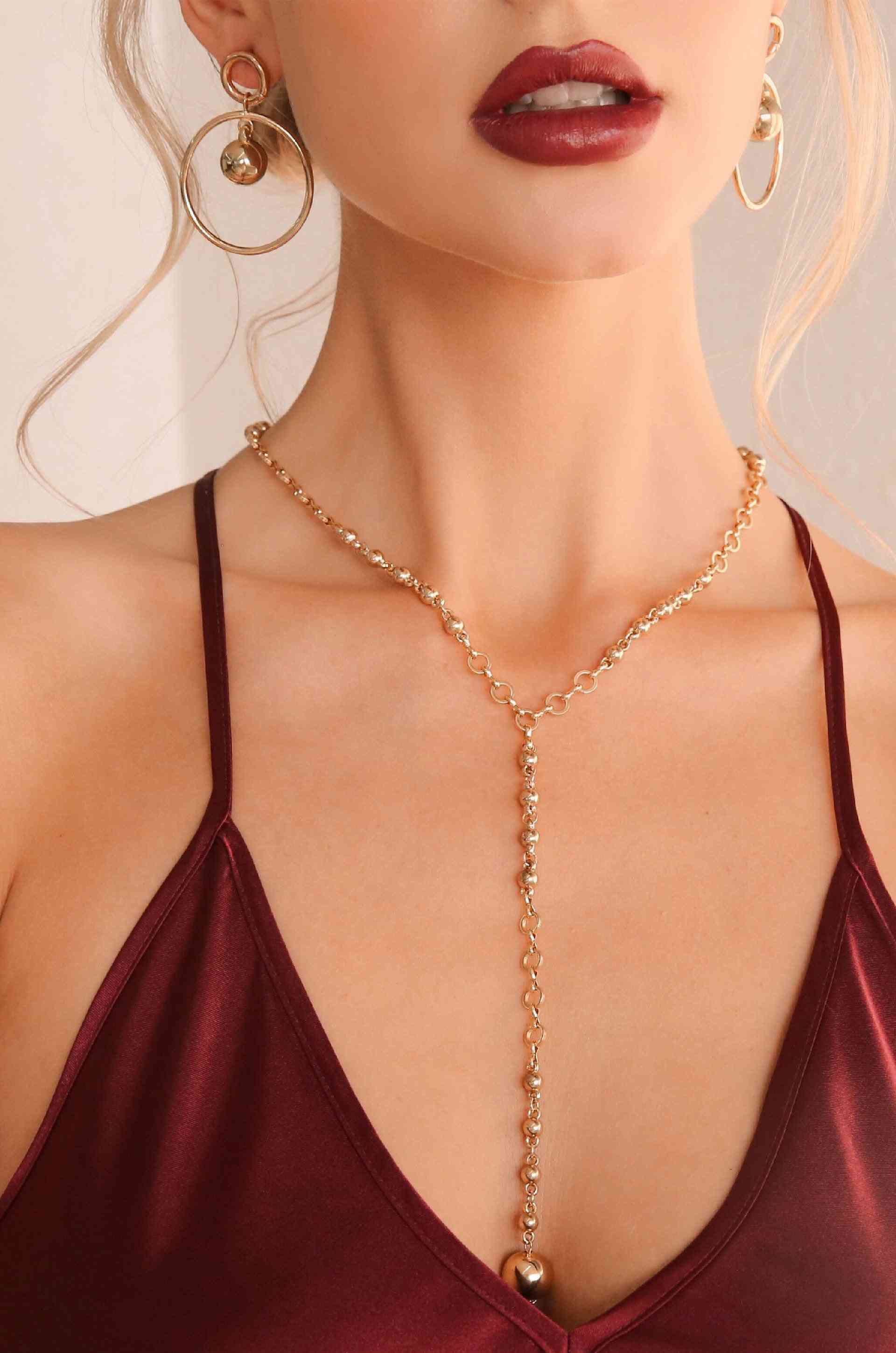 Chain Link Lariat Necklace