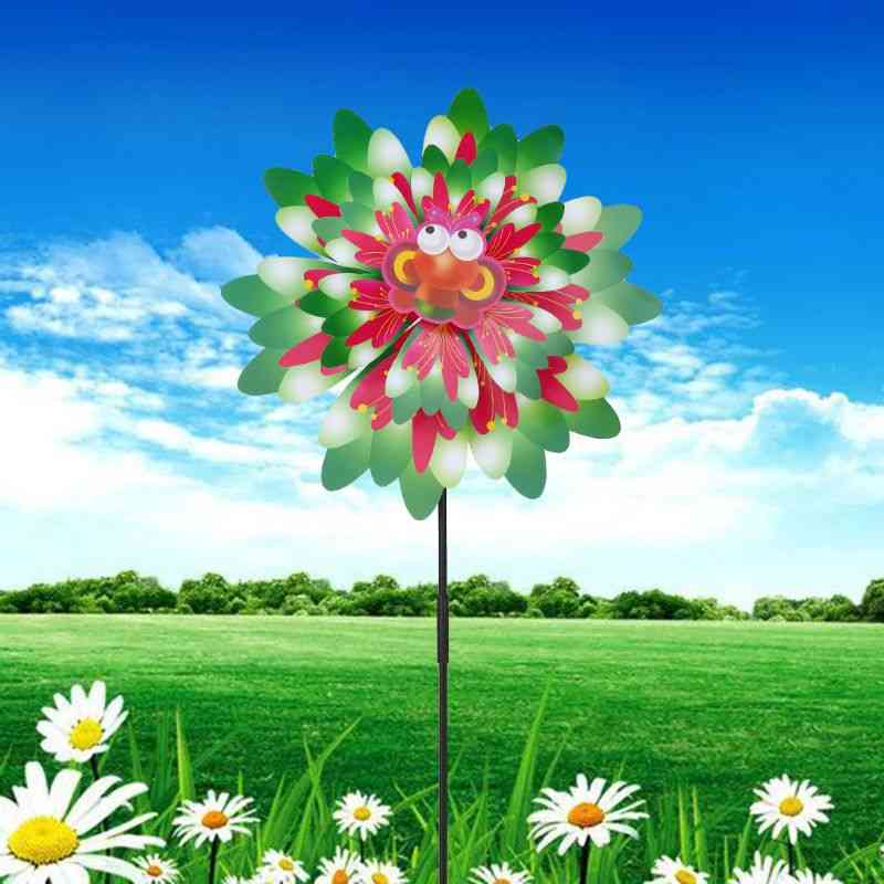 Novo cata-vento, girassol de três camadas - moinho de vento para decoração de jardim ao ar livre