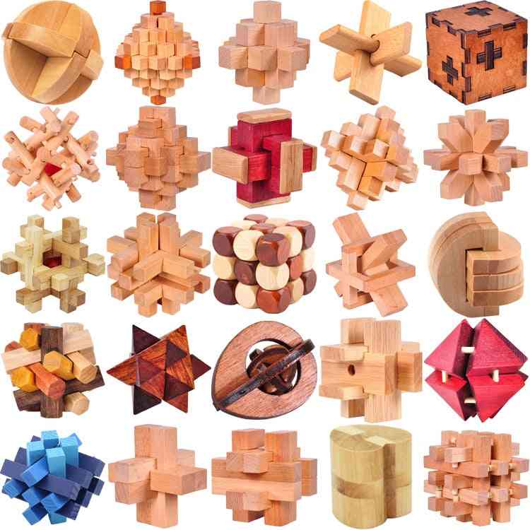 Classic Wooden Puzzle Mind Brain Teasers Burr Interlocking Puzzles Game