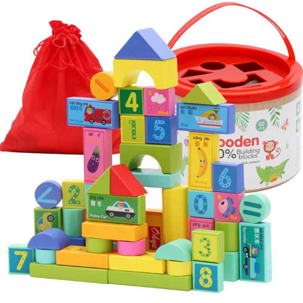 Packing Environmental Protection Paint Wooden Building Blocks Toy