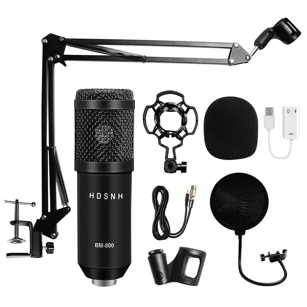 Kondenzátorový kabelový záznamový mikrofon bm-800 karaoke bm800