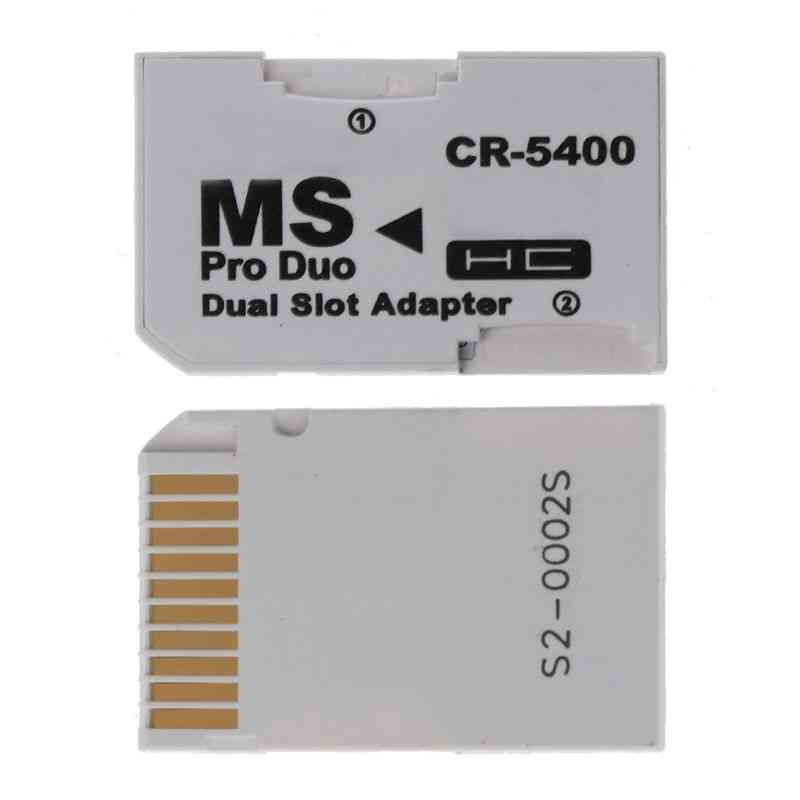 Micro sd tf to memory stick, ms pro duo for psp card, dual 2-slot adapter