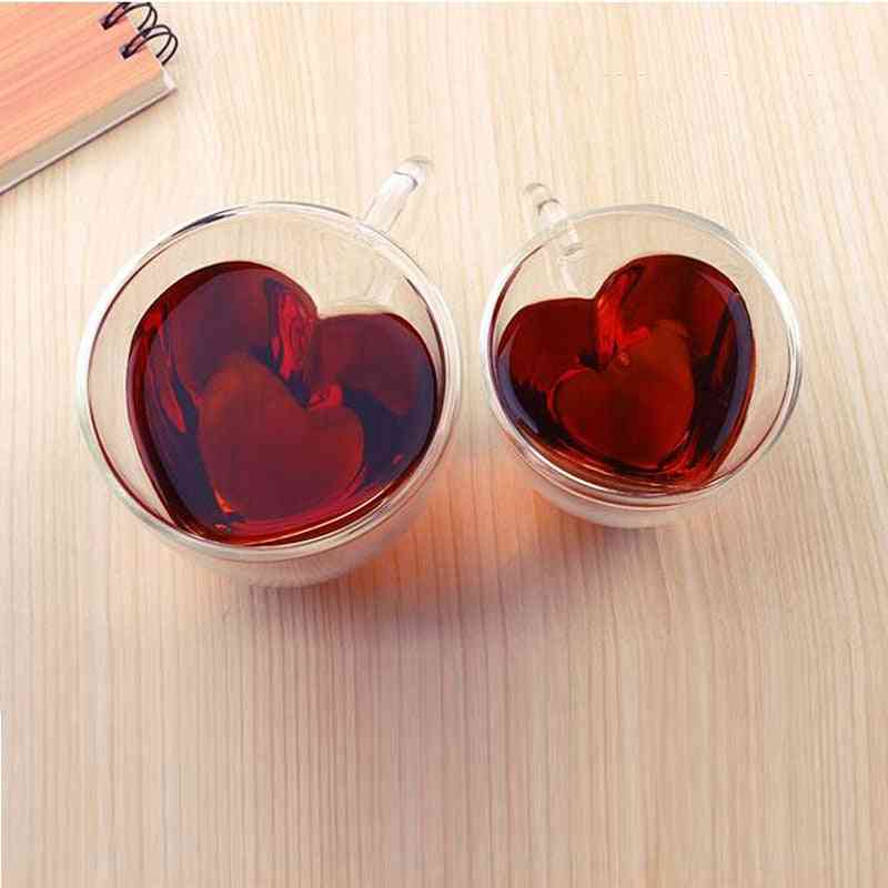 стъклена чаша с двойна стена във формата на сърце