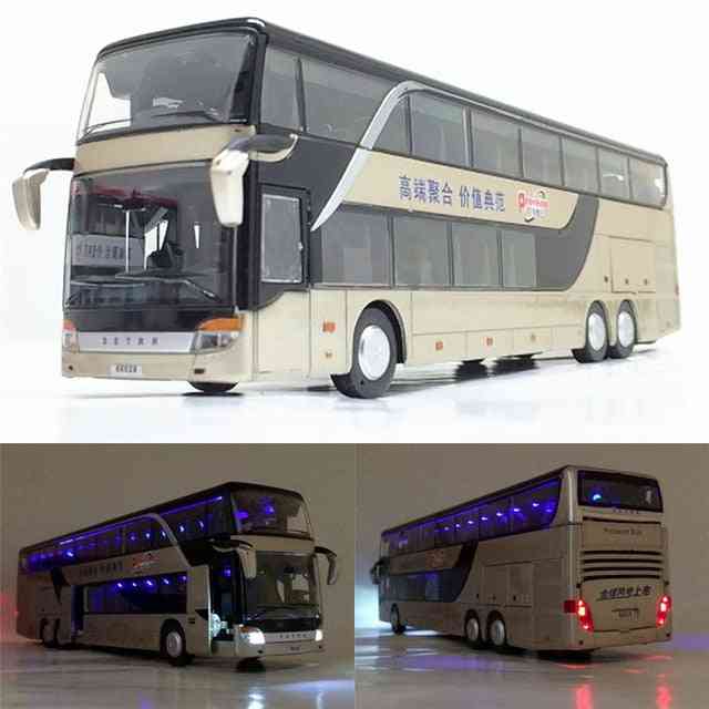 Jucărie dublă din aliaj, cu autobuz pentru vizitarea obiectivelor turistice