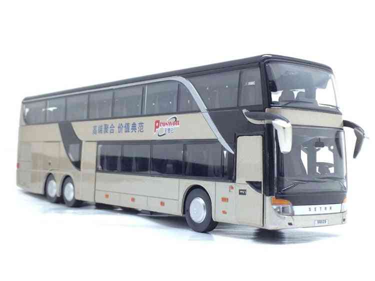 Aluminium pull-back dubbel, sightseeing bus speelgoed