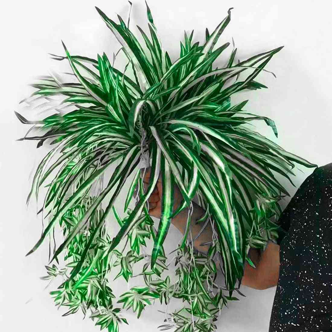 Wall Hanging, Chlorophytum Potted Green Pvc Fake Simulation Flower