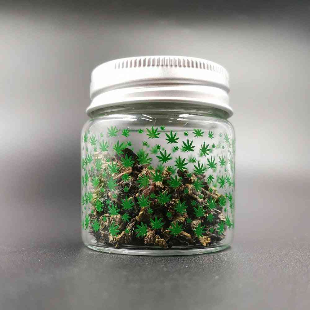 Weed Printed Glass Small Bottle & Jars