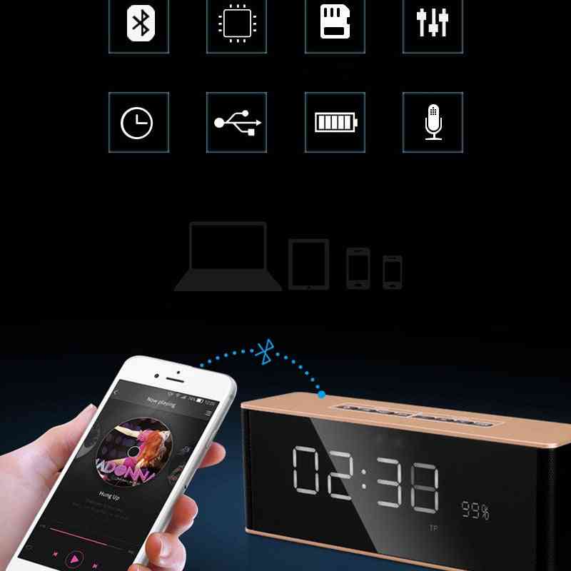 Led Display, Modern Wireless, Call Snooze Function Table Clock - Bluetooth Speaker