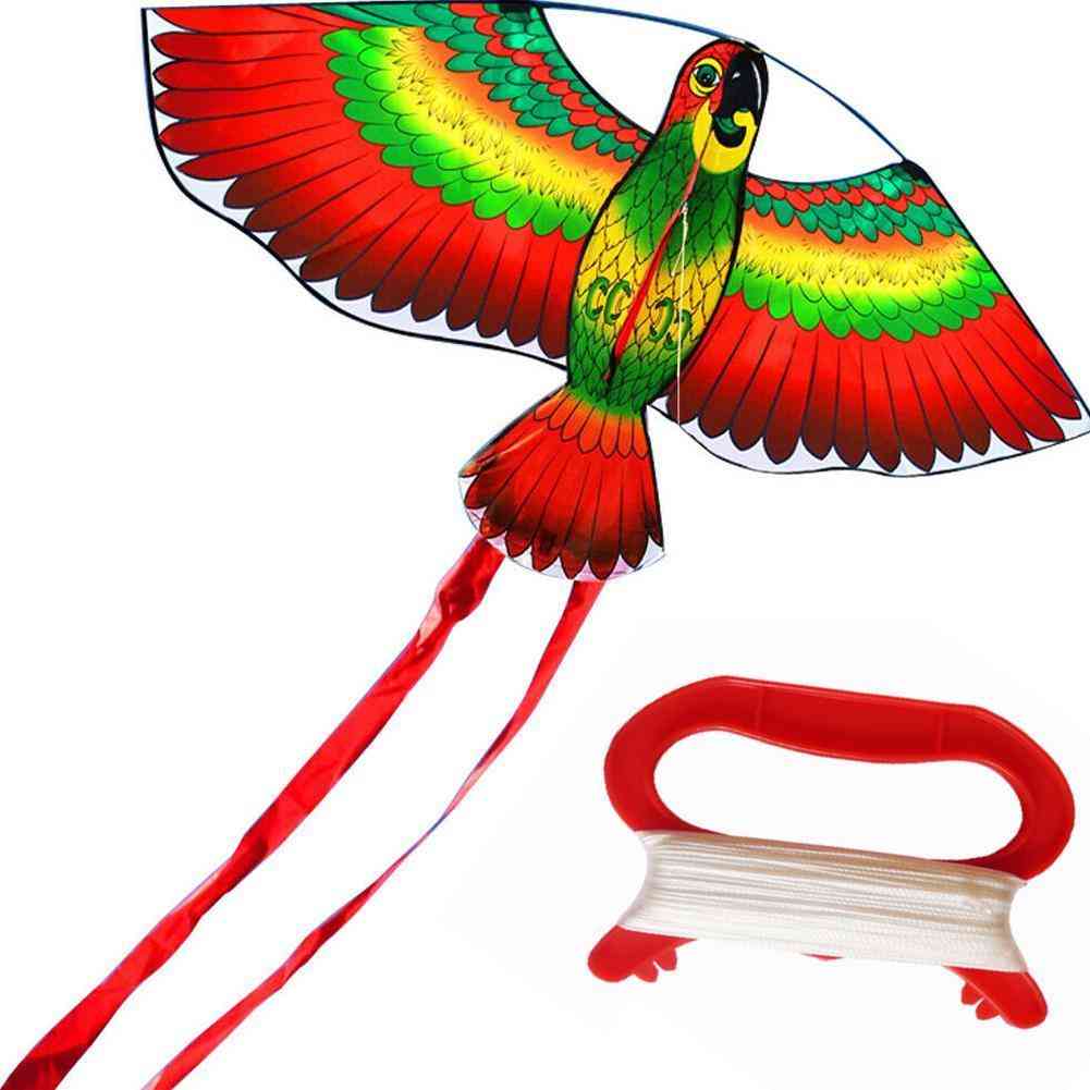 Rainbow Color Parrot Kite With String Plastic Handle