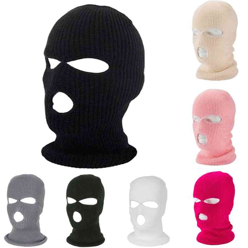 Full Face Cover 3 Hole, Balaclava Knit Hat Army Tactical Cs Winter Mask