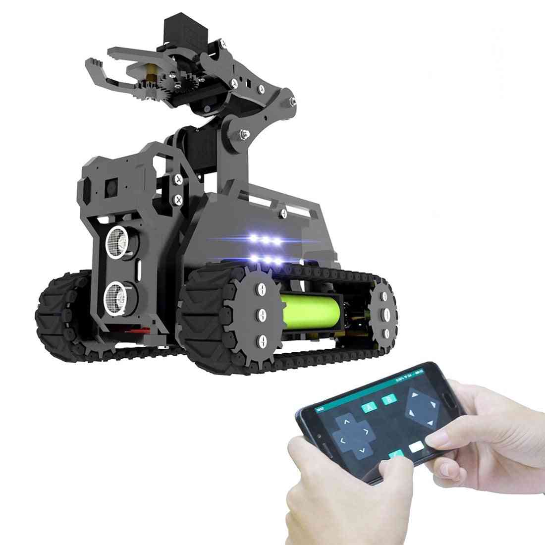 Wifi trådløs smart robotkit tank 4-dof arm med åben cv målsporingsvideo