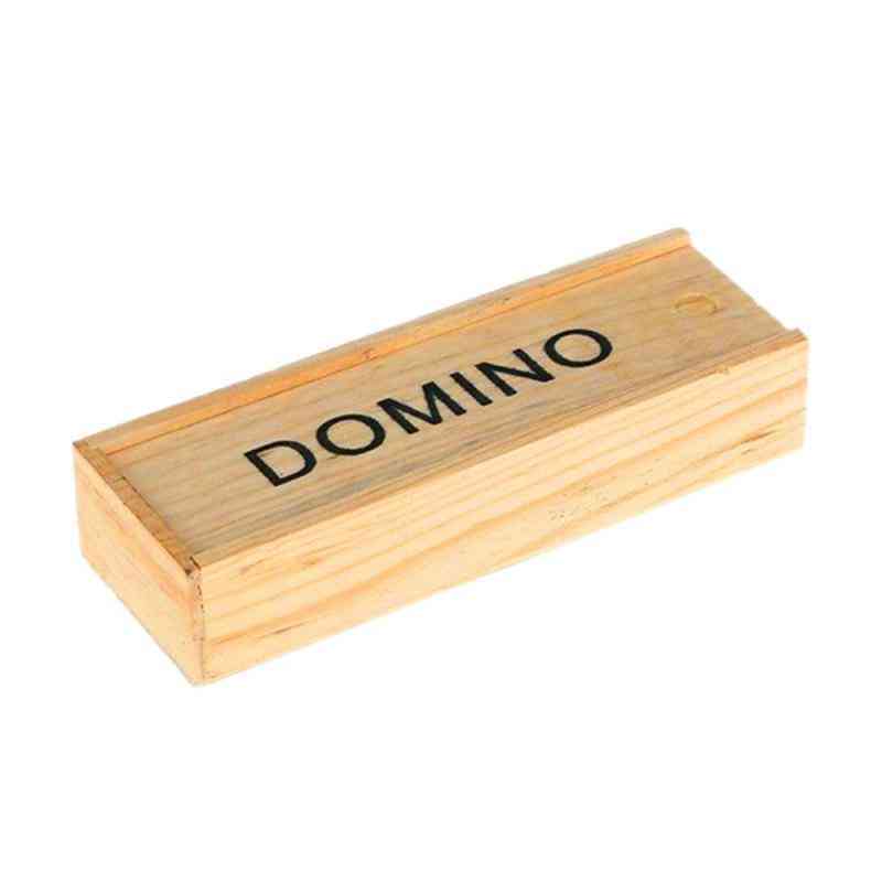 Handgjord trä 28 st block domino pussel brädspel