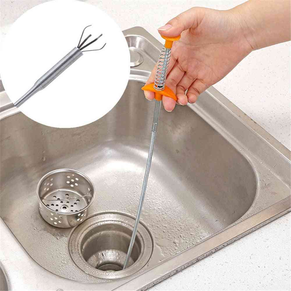 Kitchen Sink Cleaning Hook, Sewer Dredging Device Spring Pipe Hair Dredging