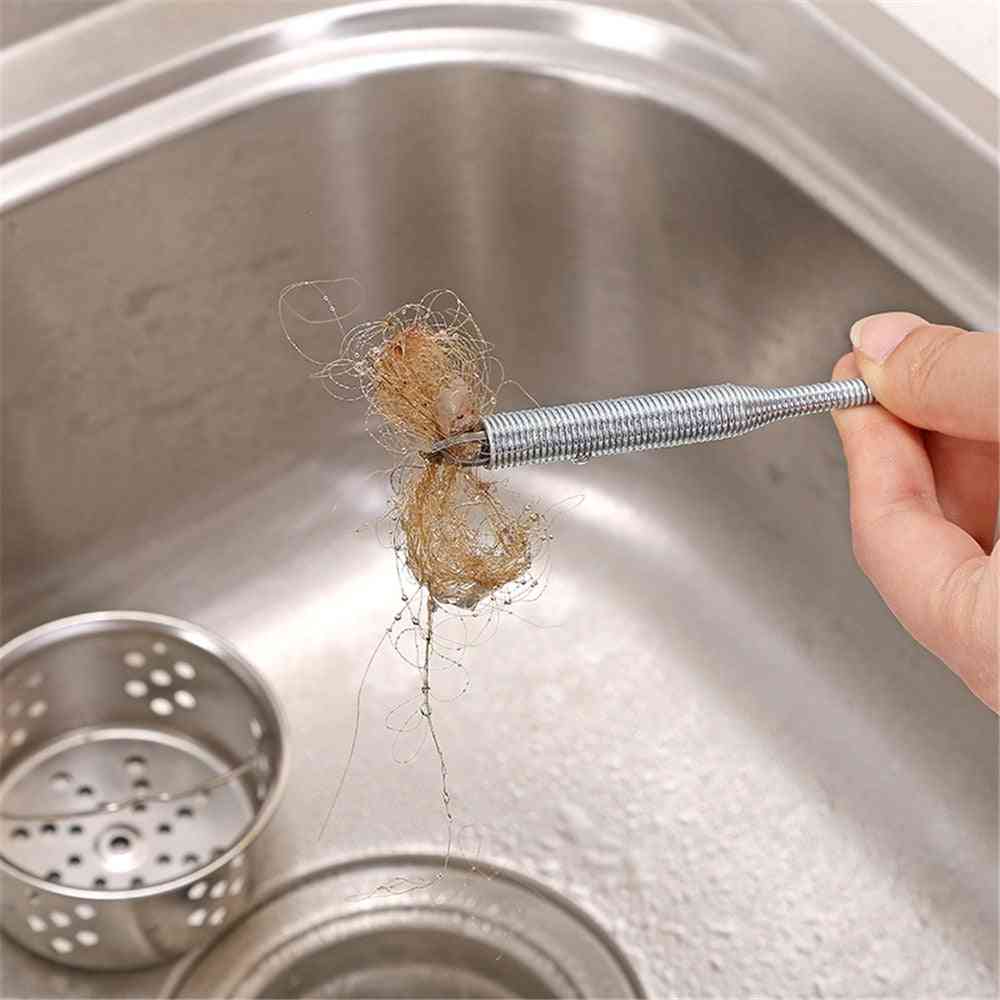 Kitchen Sink Cleaning Hook, Sewer Dredging Device Spring Pipe Hair Dredging