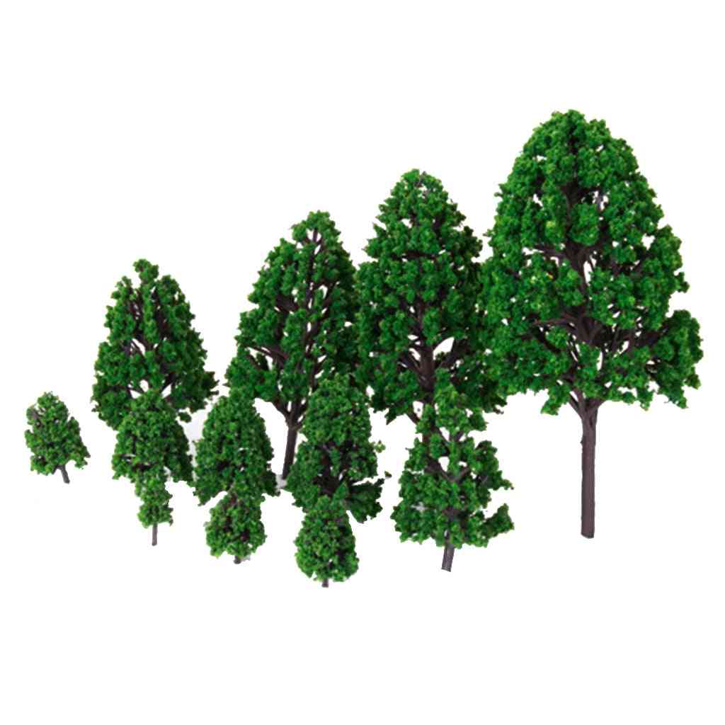 12 stks groen landschap landschap diy plastic model bomen