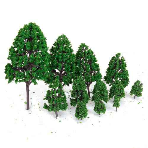 12pcs paysage de paysage vert bricolage arbres modèles en plastique