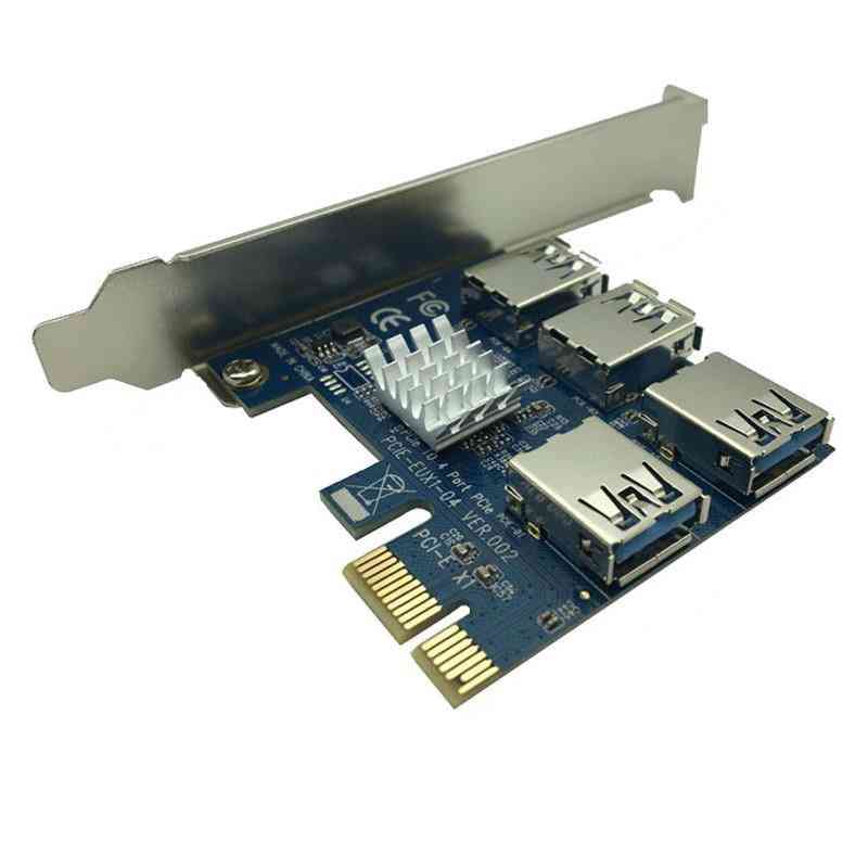 1 omgang, 4 pci-express slot, USB 3.0 minedrift riser card converter