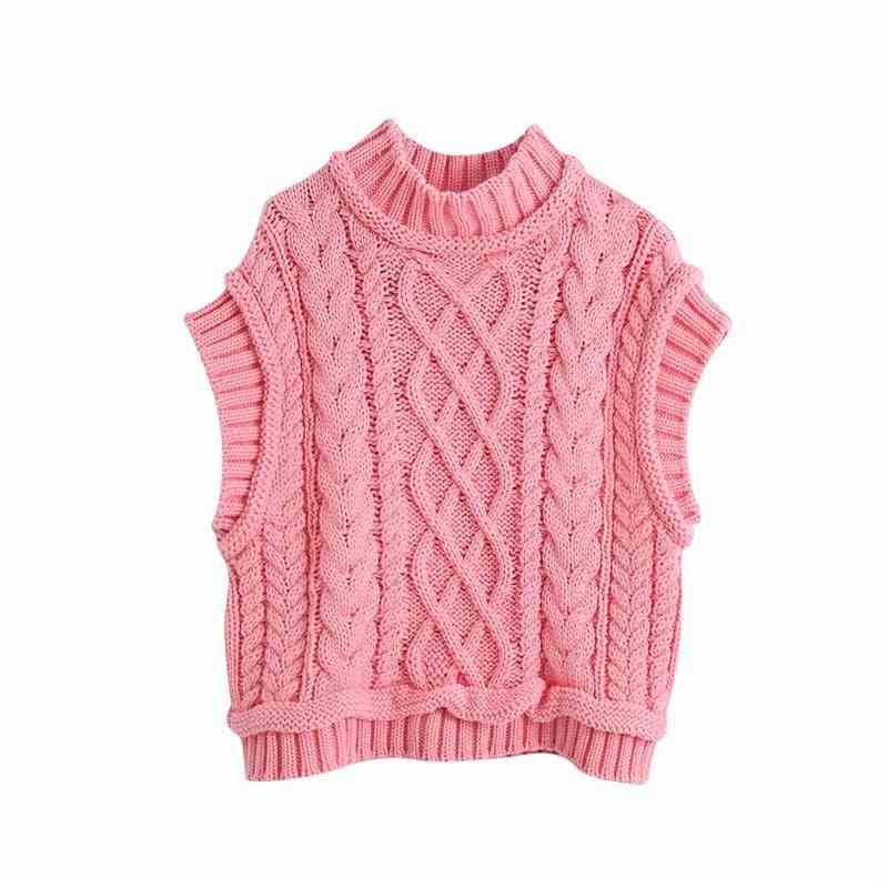 Women Casual Turtleneck Knitted Pullover Sleeveless Sweaters