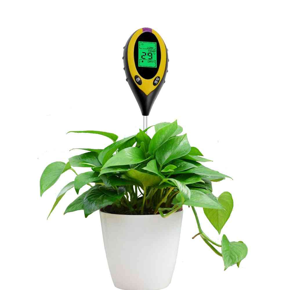 4-in-1 Soil Digital Temperature, Sunlight Fertility Hygrometer, Ph Meter Tester
