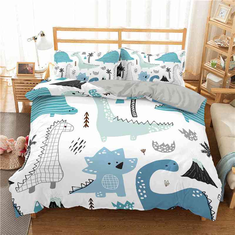 3d Dinosaur Bedding Set, Cartoon Printed Bed Cover