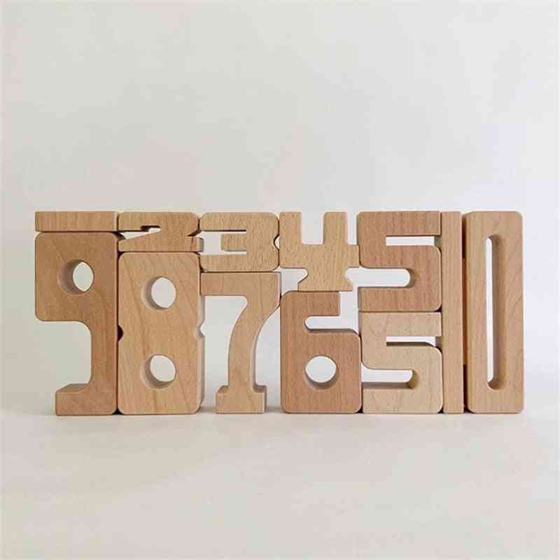 1-10 drevený matematický digitálny stavebný blok