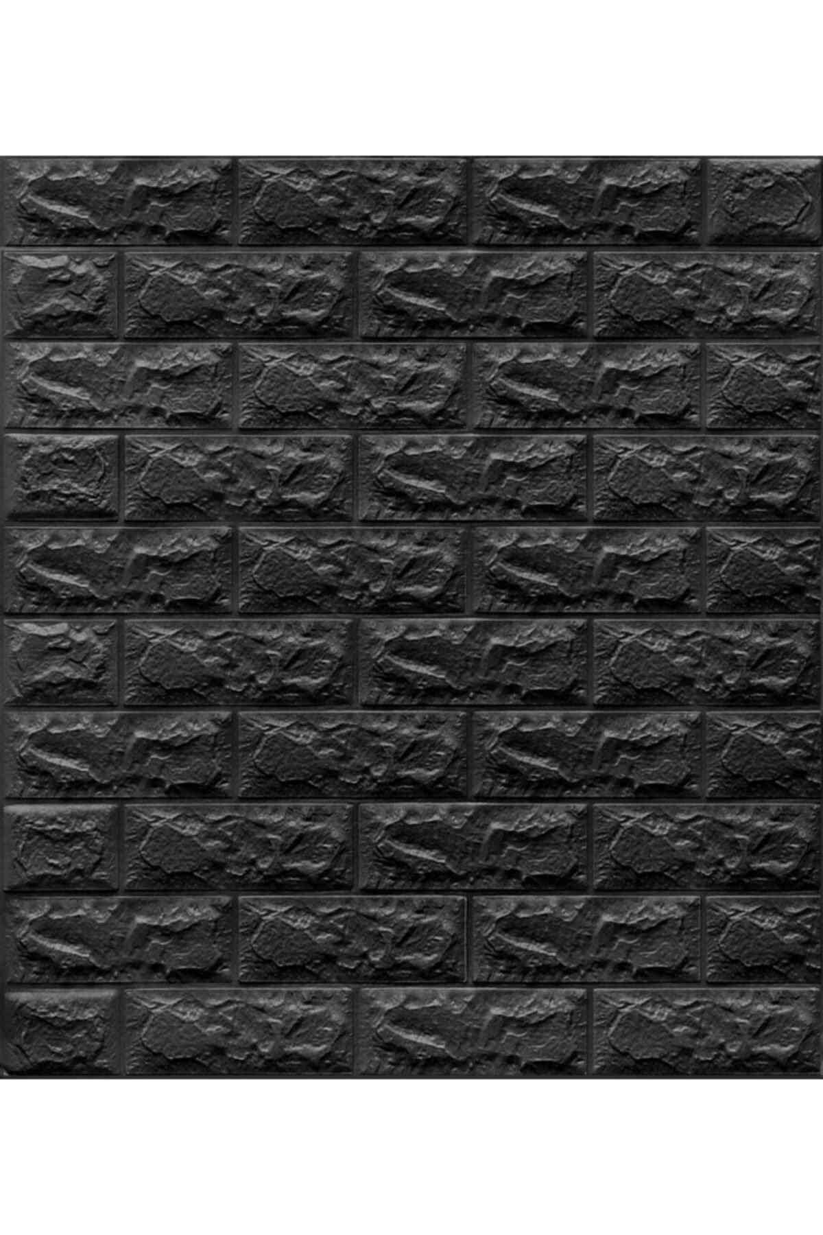 Panou de perete decorativ 3D autoadeziv negru strălucitor