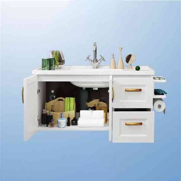 Armario armario - armario de pared, lavabo de cerámica de madera, espejo de tocador