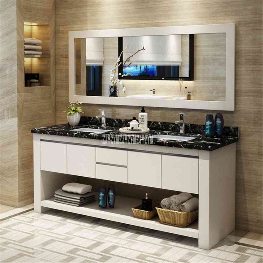 Solid Wood- Bathroom Combination, Wash Basin Cabinet With Double Basin