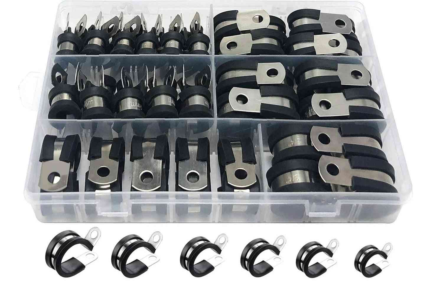 Rubber Cushion Insulated Stainless Steel Metal Clamp Assortment Kit